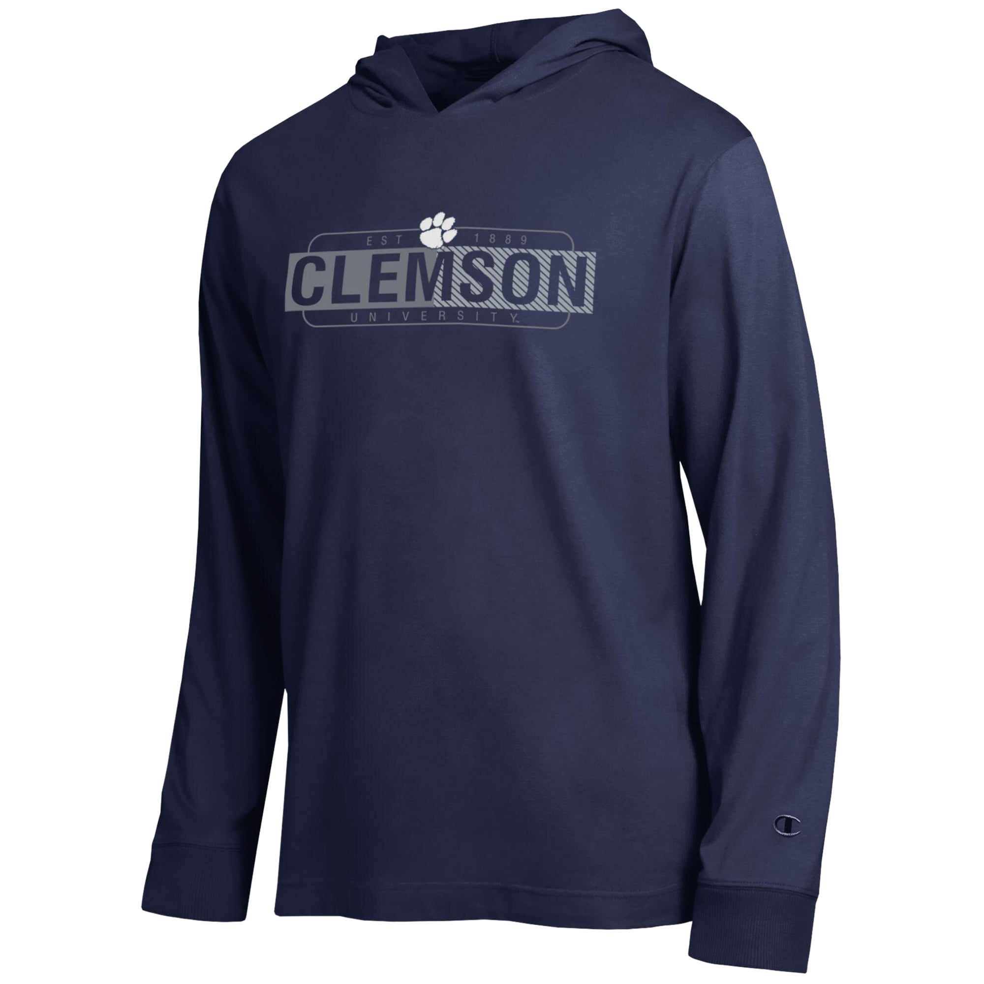 Men's Champion  Navy Clemson Tigers Gradient All-Star Long Sleeve Hooded T-Shirt